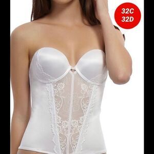 Cassandra Caress Too Floral Stretch Lace Bustier Size 32C 32D